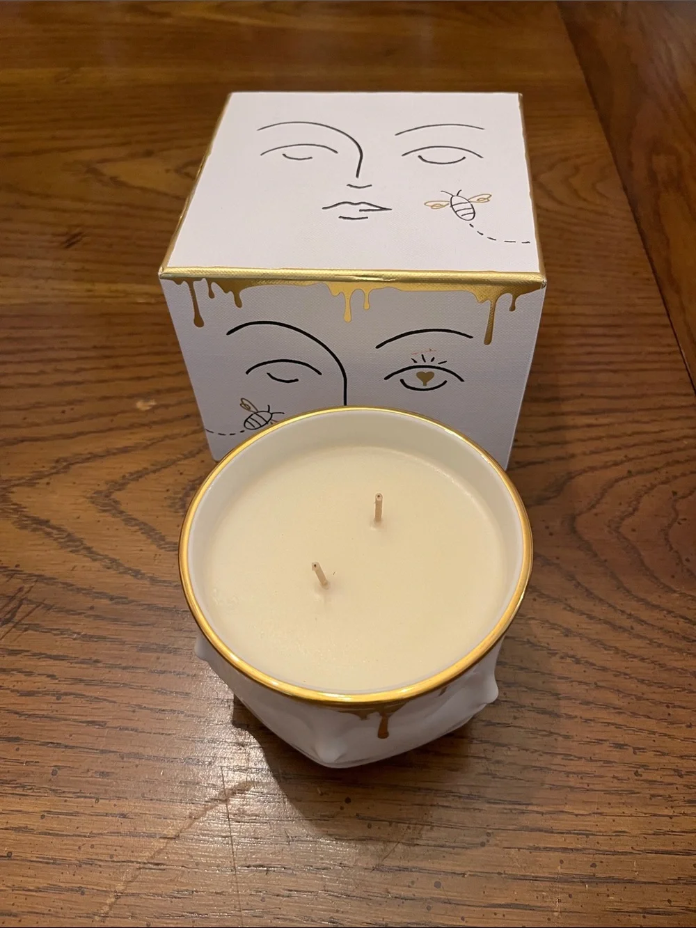 Jonathan Adler Muse Miel Double-Wick Candle in white porcelain‎